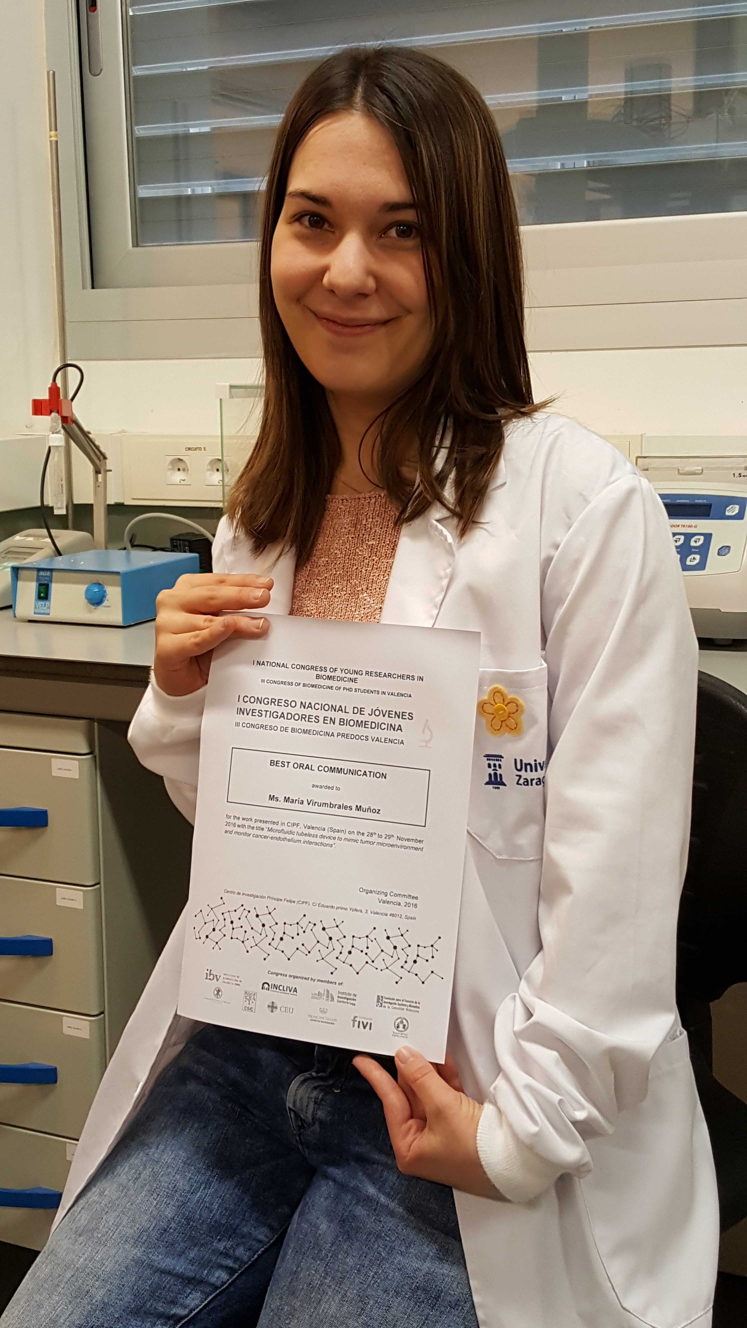 María Virumbrales, premio a la mejor comunicación oral en el Congreso Nacional de Jóvenes Investigadores en Biomedicina